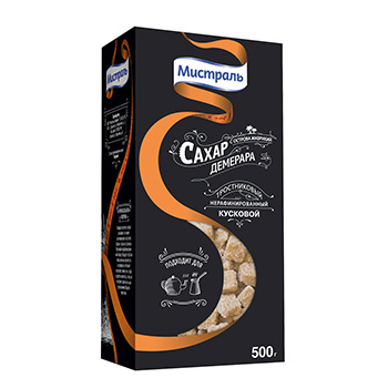Изображение товара Сахар коричневый кусковой "Мистраль" 500 г, Россия