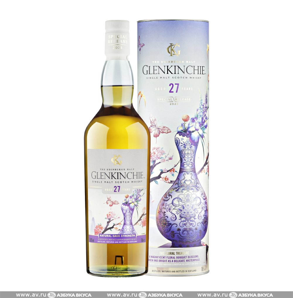 Изображение товара Виски шотландский Glenkinchie The Floral Treasure Lowland Single Malt 27 YO 58.3%, 0.7 L, п/у Изображение товара Виски шотландский Glenkinchie The Floral Treasure Lowland Single Malt 27 YO 58.3%, 0.7 L, п/у