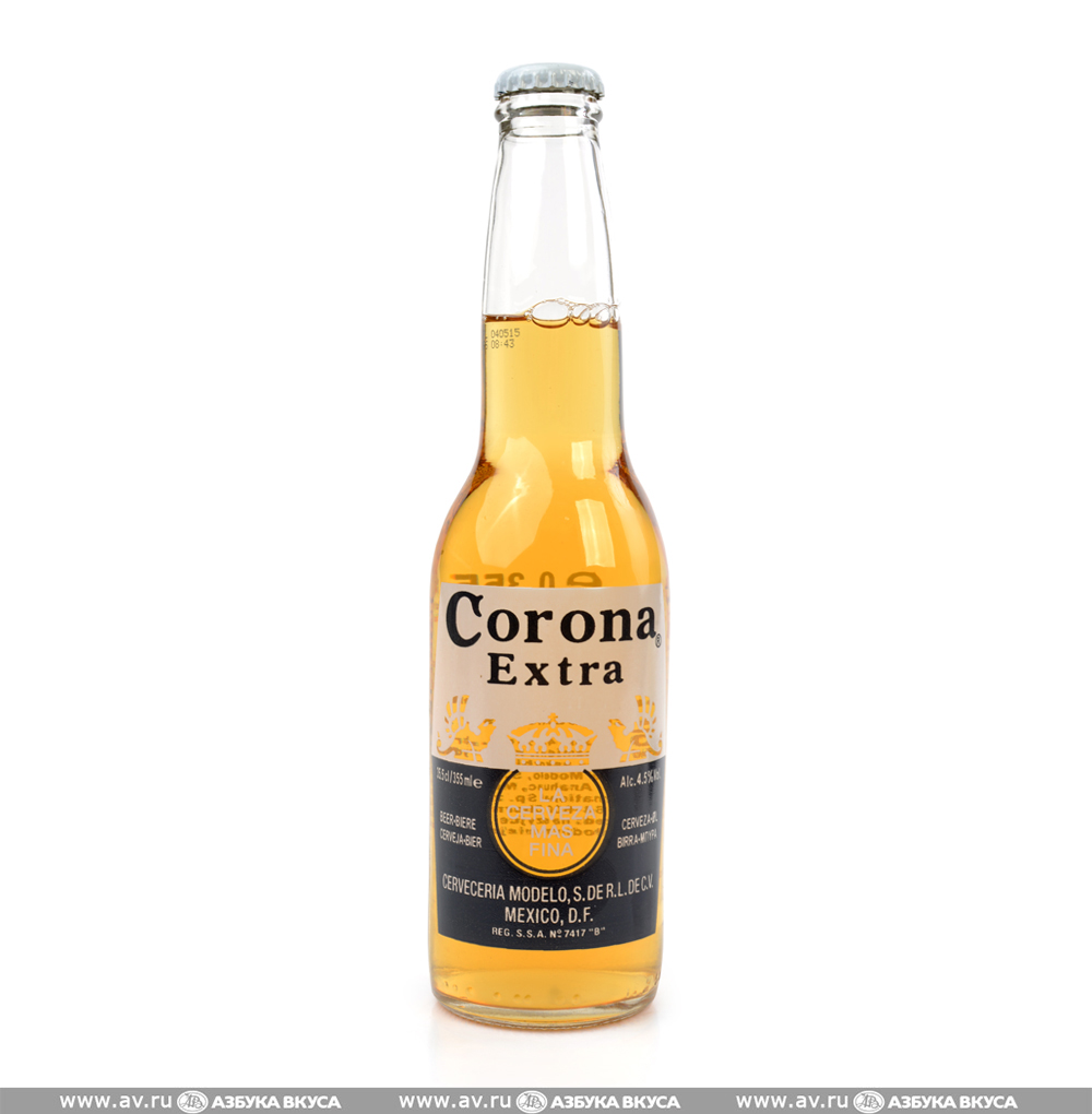 Изображение товара Напиток пивной светлый Corona Extra 4,5% 0.355 L, ст/б, Мексика