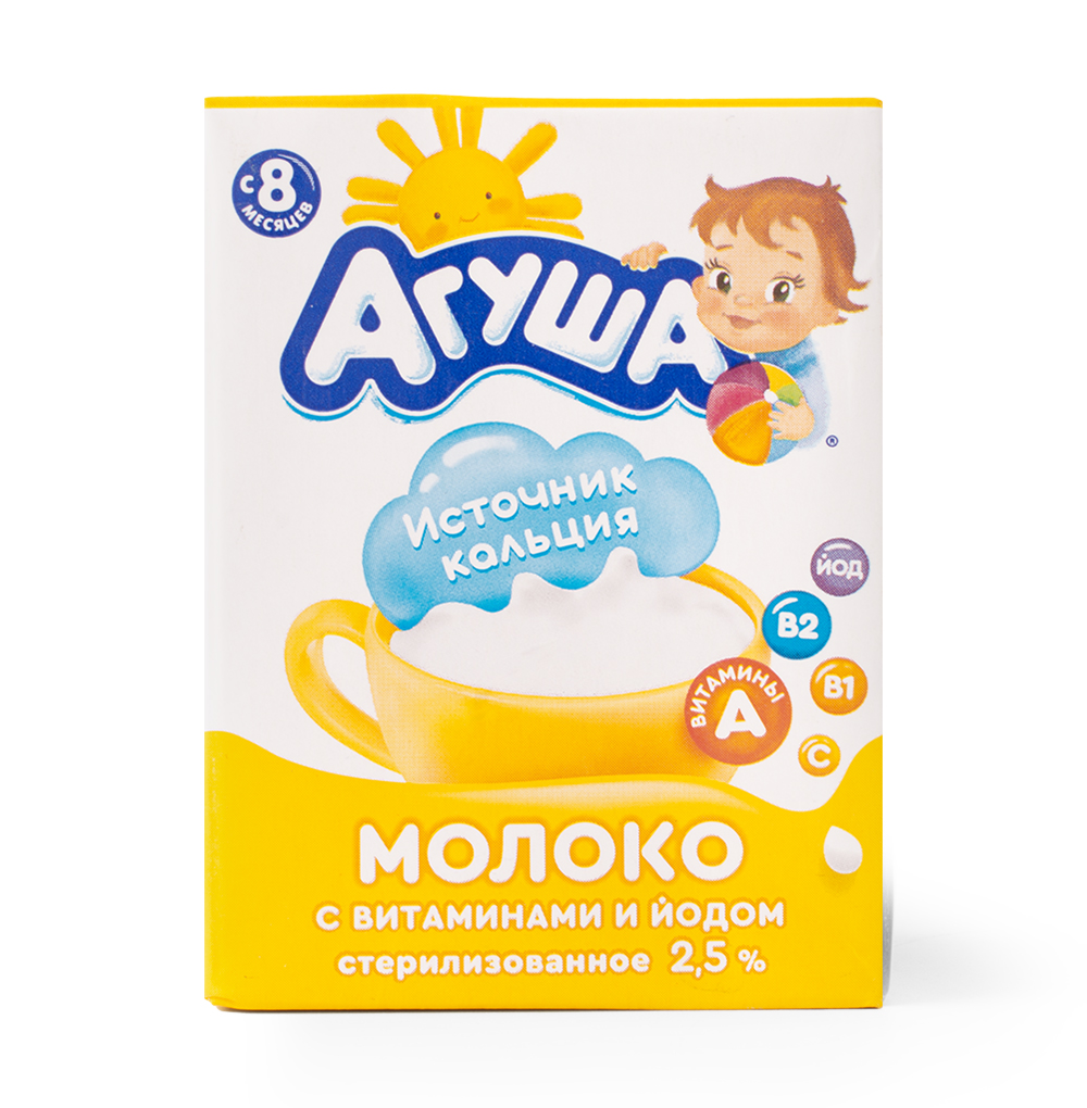 Изображение товара Молоко детское стерилизованное с витаминами А и С 2.5%, «Агуша», 200 г, Россия Изображение товара Молоко детское стерилизованное с витаминами А и С 2.5%, «Агуша», 200 г, Россия