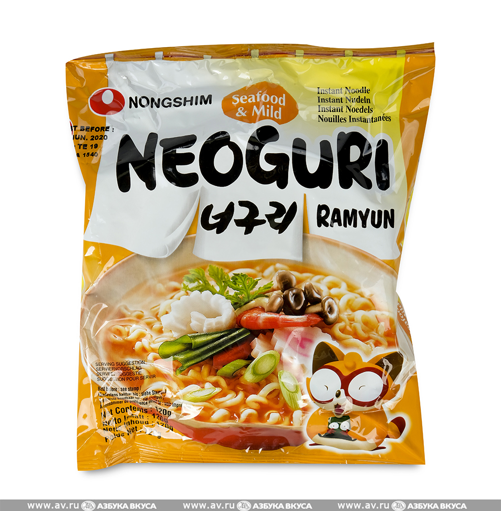Изображение товара Лапша быстрого приготовления неогури с морепродуктами, Nongshim, 120 г, Республика Корея Изображение товара Лапша быстрого приготовления неогури с морепродуктами, Nongshim, 120 г, Республика Корея