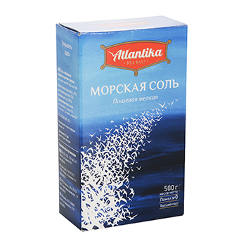 Соль морская пищевая мелкая, «Атлантика», 500 г, Россия