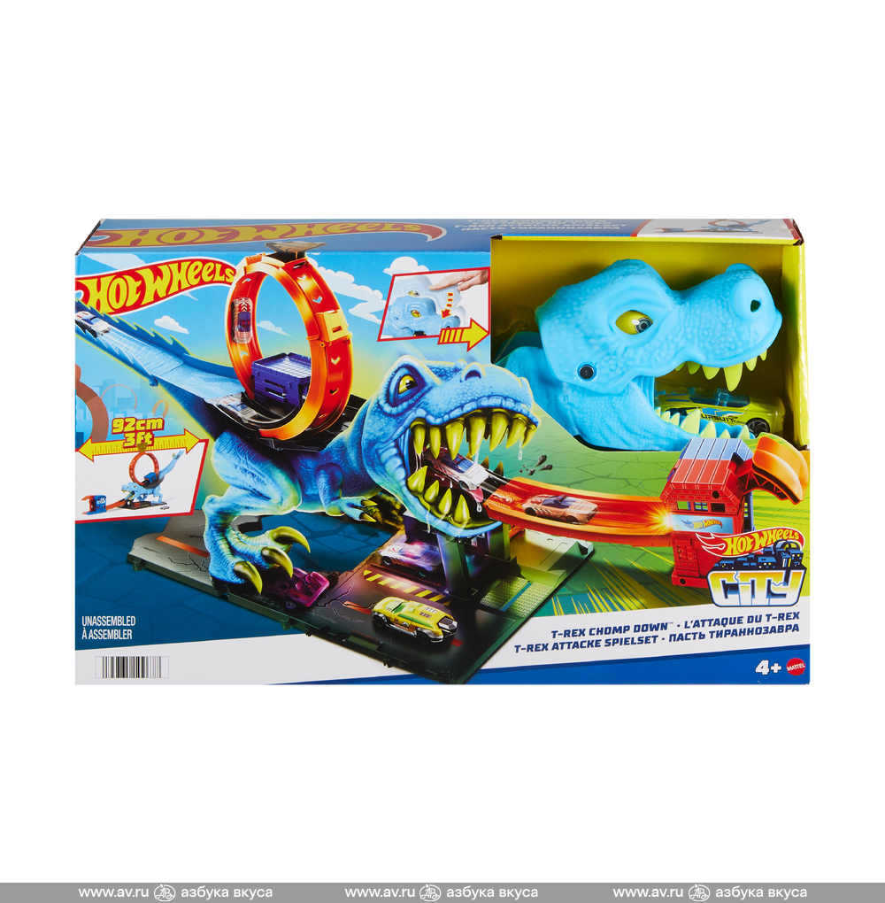 Изображение товара Игровой набор Hot Wheels City T-Rex Attack HKX42 Mattel 1 шт., Нидерланды Изображение товара Игровой набор Hot Wheels City T-Rex Attack HKX42 Mattel 1 шт., Нидерланды