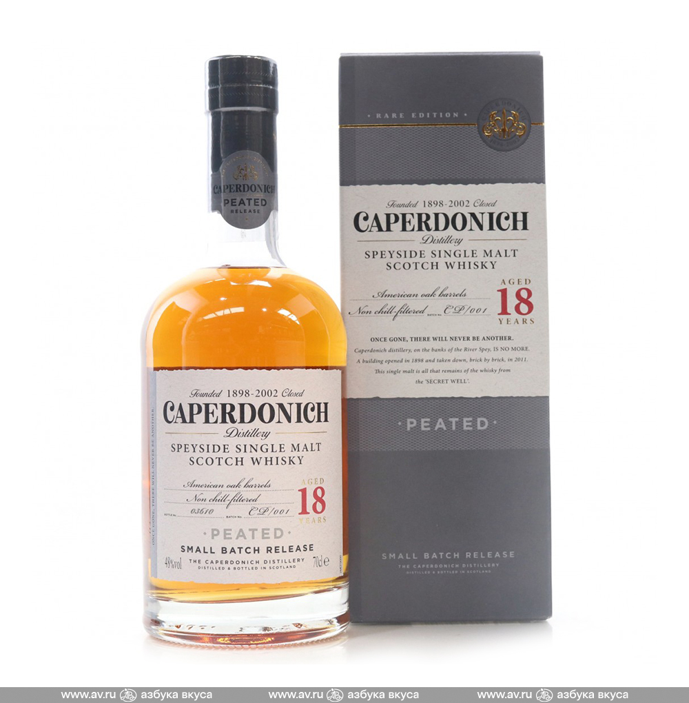 Изображение товара Виски шотландский Caperdonich Speyside Single Malt 18 YO Peated 48%, 0.7 L, п/у Изображение товара Виски шотландский Caperdonich Speyside Single Malt 18 YO Peated 48%, 0.7 L, п/у