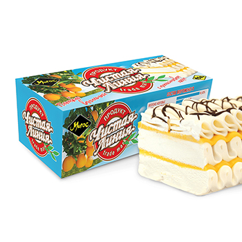 Изображение товара Мороженое пломбир ванильный «Торт с апельсиновым пюре», «Чистая Линия», 450 г, Россия, БЗМЖ