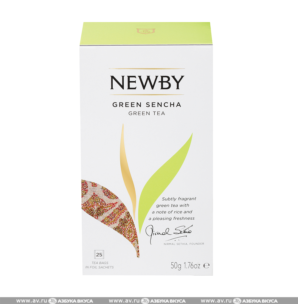 Изображение товара Чай зелёный Green Sencha, Newby, 25 пакетиков, 50 г, Индия