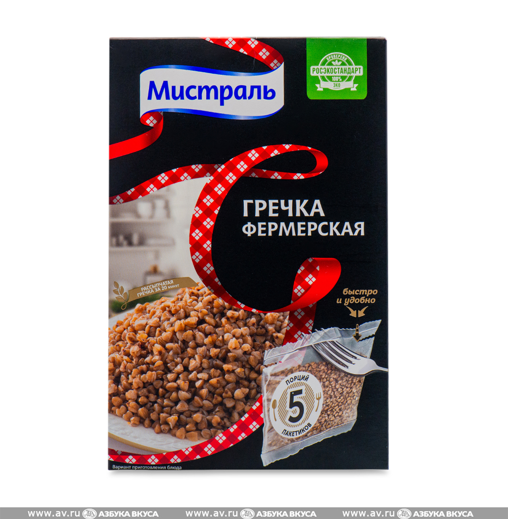 Изображение товара Крупа гречневая фермерская ядрица, «Мистраль», 5 шт.*80 г, Россия