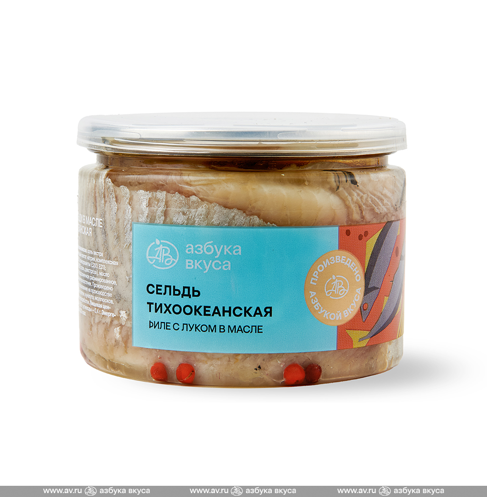 Изображение товара Филе сельди с луком в масле, «Азбука вкуса», 315 г, Россия