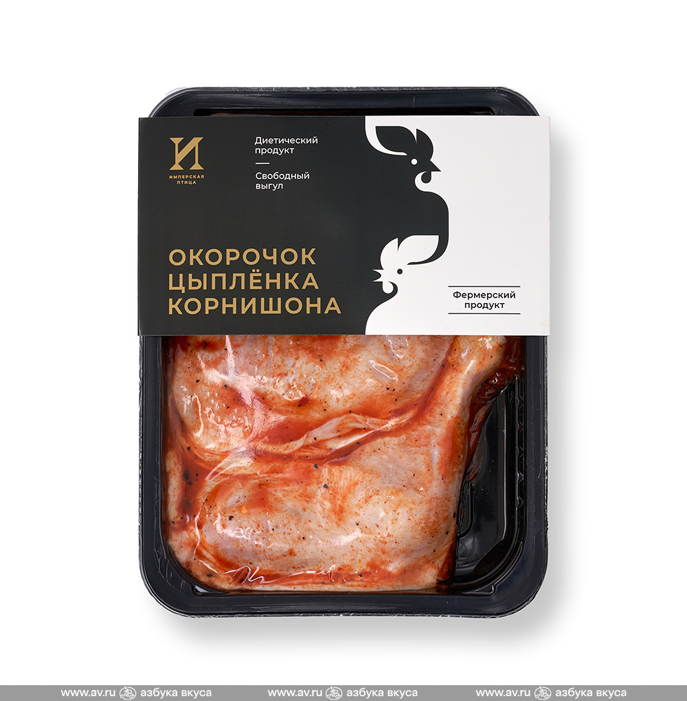 Изображение товара Окорочок из цыплёнка-корнишона в маринаде Барбекю, «Имперская птица», Россия Изображение товара Окорочок из цыплёнка-корнишона в маринаде Барбекю, «Имперская птица», Россия