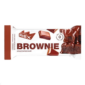 Изображение товара Пирожное протеиновое Brownie Классический (без сахара), ProteinRex, 50 г, Россия
