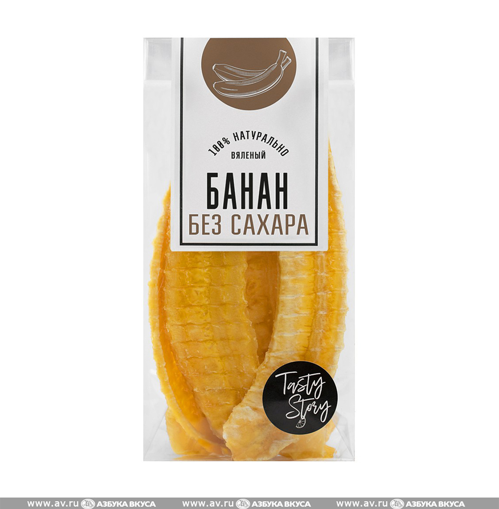 Изображение товара Фруктовые слайсы банан вяленый (без сахара), Tasty Story, 30 г, Россия