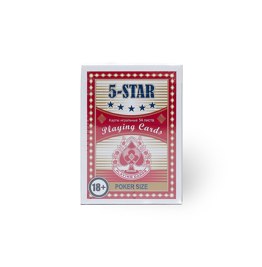 Изображение товара Карты игральные 5-Star Poker Size в ассортименте, Luxlite, 12х12, 54 карты, Китай Изображение товара Карты игральные 5-Star Poker Size в ассортименте, Luxlite, 12х12, 54 карты, Китай