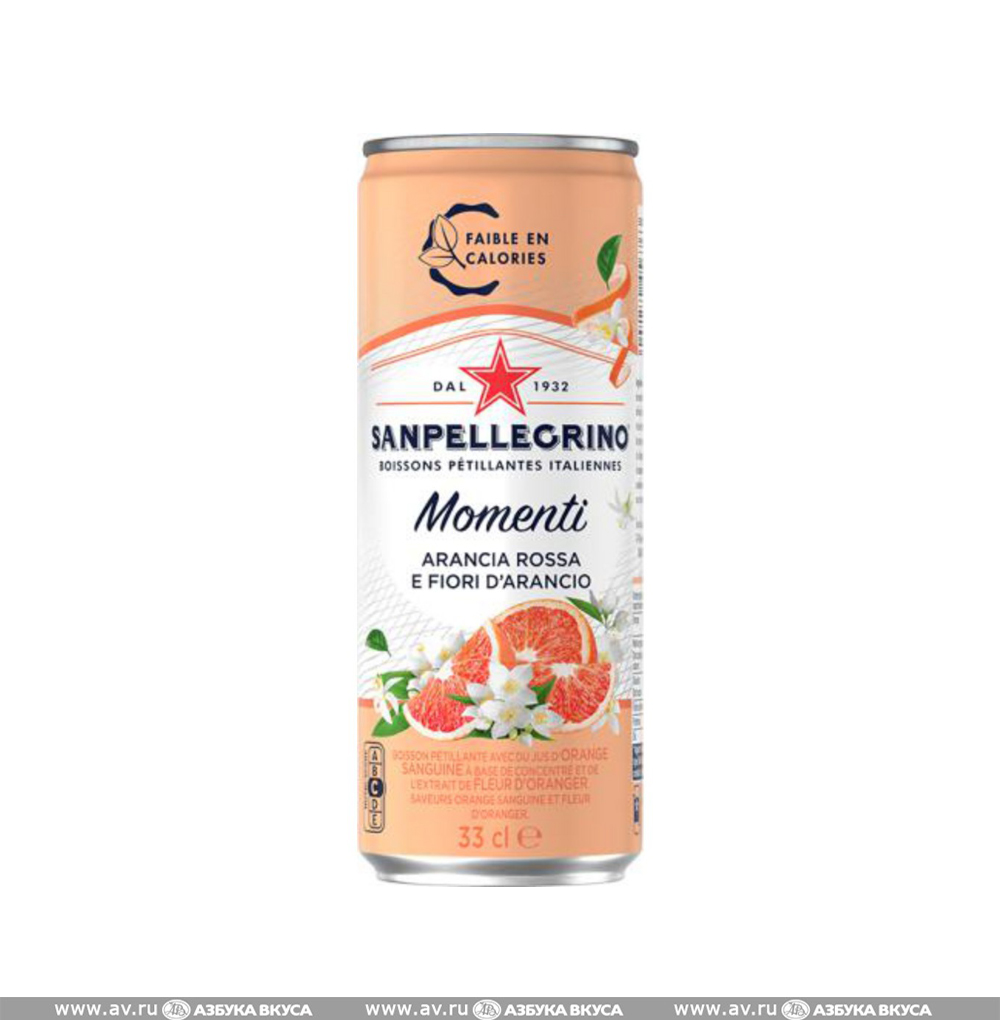 Изображение товара Напиток газированный SanPellegrino Momenti Arancia Rossa e Fiori d'Arancio со вкусом красного апельсина и экстрактом цветов апельсина (флердоранж) 0.33л, Италия Изображение товара Напиток газированный SanPellegrino Momenti Arancia Rossa e Fiori d'Arancio со вкусом красного апельсина и экстрактом цветов апельсина (флердоранж) 0.33л, Италия