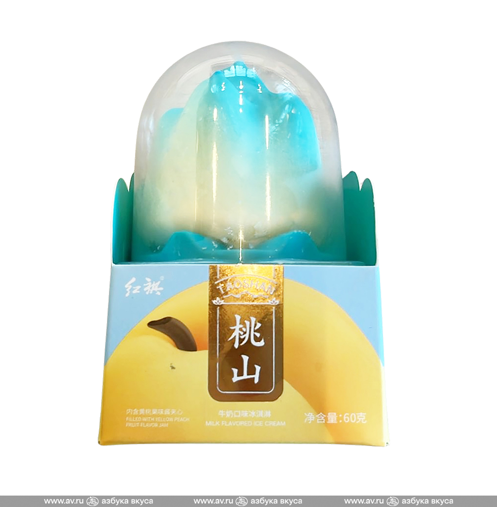 Изображение товара Мороженое молочное Taoshan с персиковым джемом, Hongqi, 60 г, Китай