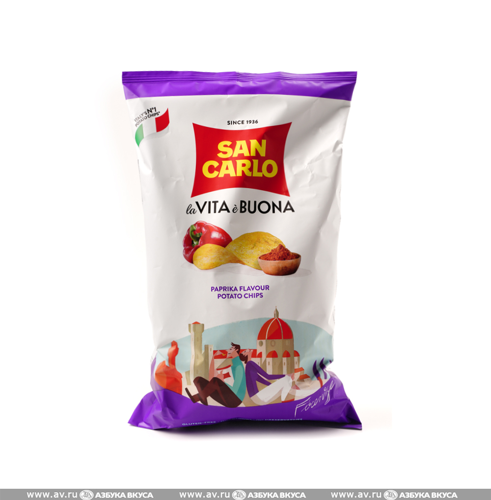 Изображение товара Чипсы картофельные San Carlo со вкусом паприки 150г, Италия Изображение товара Чипсы картофельные San Carlo со вкусом паприки 150г, Италия
