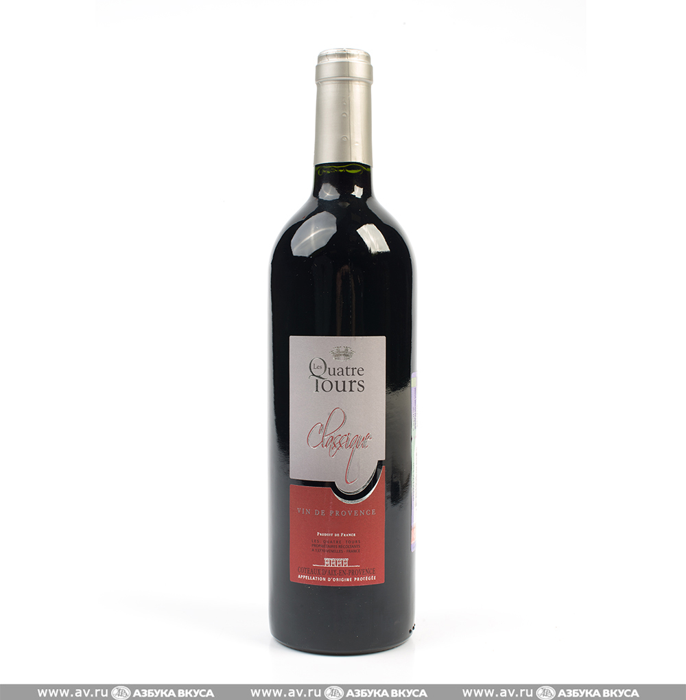 Изображение товара Вино французское красное AOC Coteaux d'Aix-en-Provence Classique Quatre Tours, 0.75 L