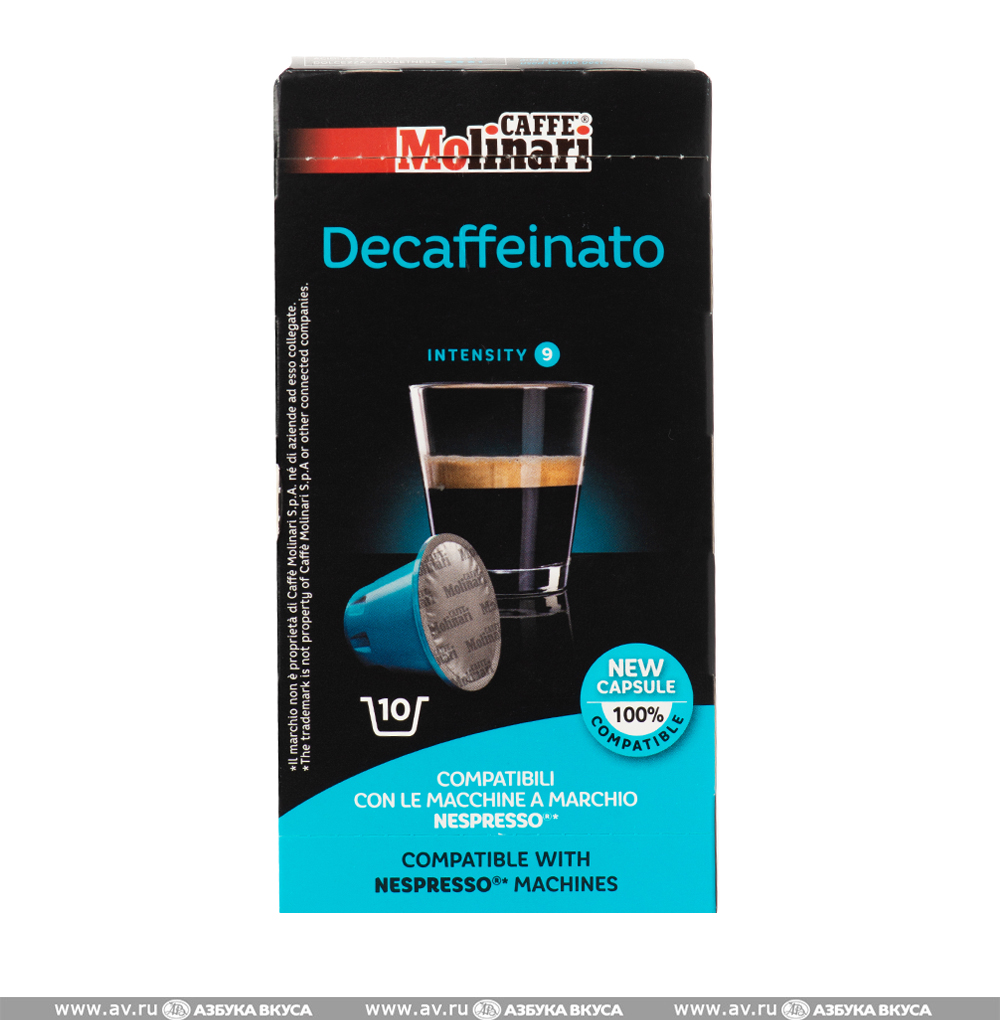 Изображение товара Кофе в капсулах Decaffeinato, Molinari, 10 х 5 г, Италия Изображение товара Кофе в капсулах Decaffeinato, Molinari, 10 х 5 г, Италия
