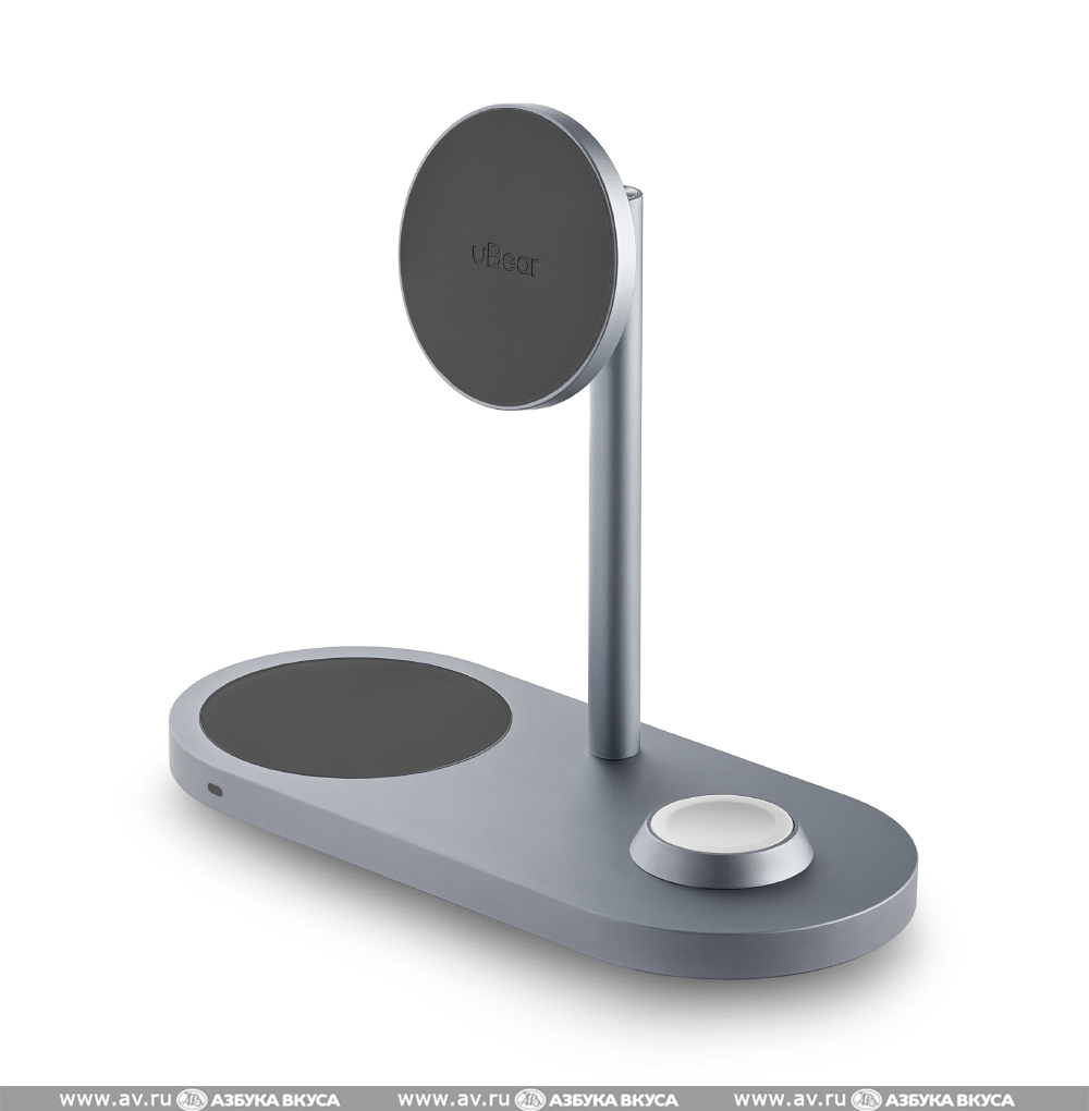 Изображение товара Беспроводное зарядное устройство uBear Stage 3in1 Magnetic wireless charger, цвет: серый Изображение товара Беспроводное зарядное устройство uBear Stage 3in1 Magnetic wireless charger, цвет: серый