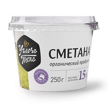 Сметана органическая 15%, «Углече Поле», 250 г, Россия, БЗМЖ