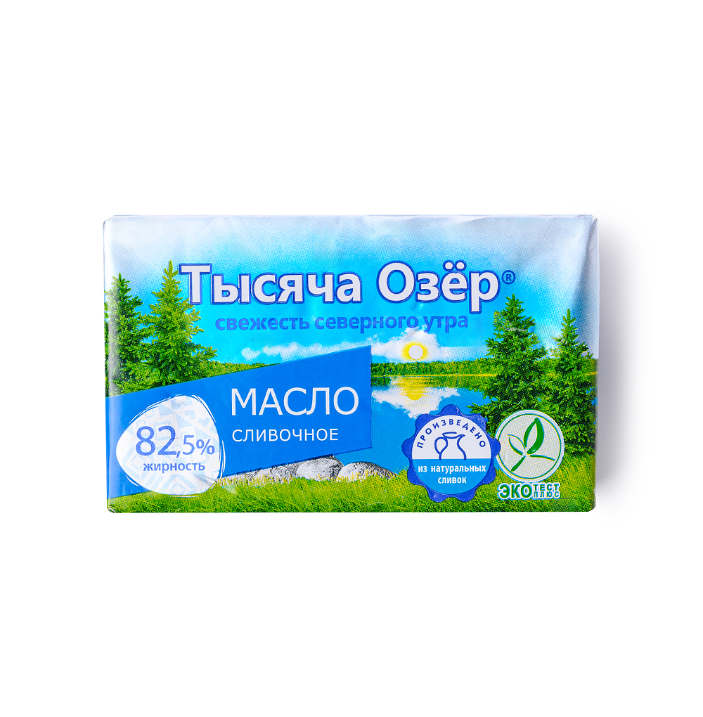 Изображение товара Масло сливочное 82.5%, «Тысяча Озер», 350 г, Россия Изображение товара Масло сливочное 82.5%, «Тысяча Озер», 350 г, Россия