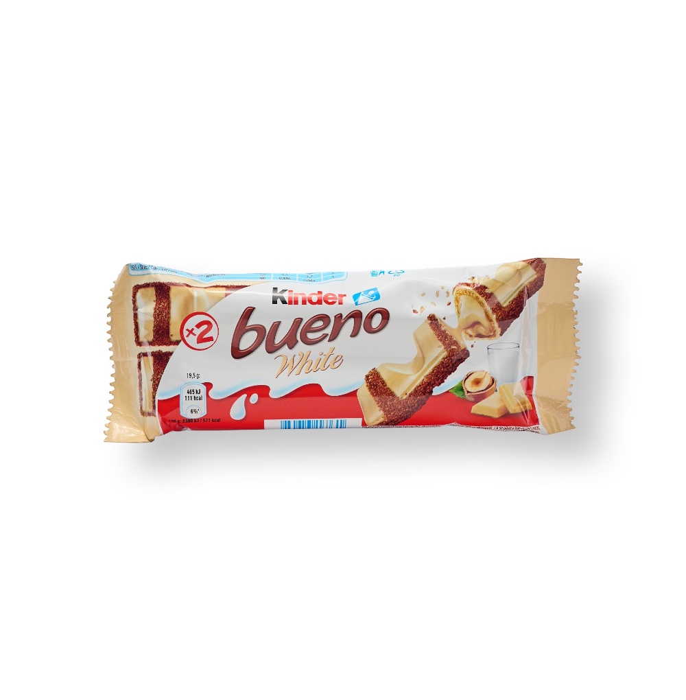 Изображение товара Шоколадный батончик Bueno White в белом шоколаде, Kinder, 39 г, Польша