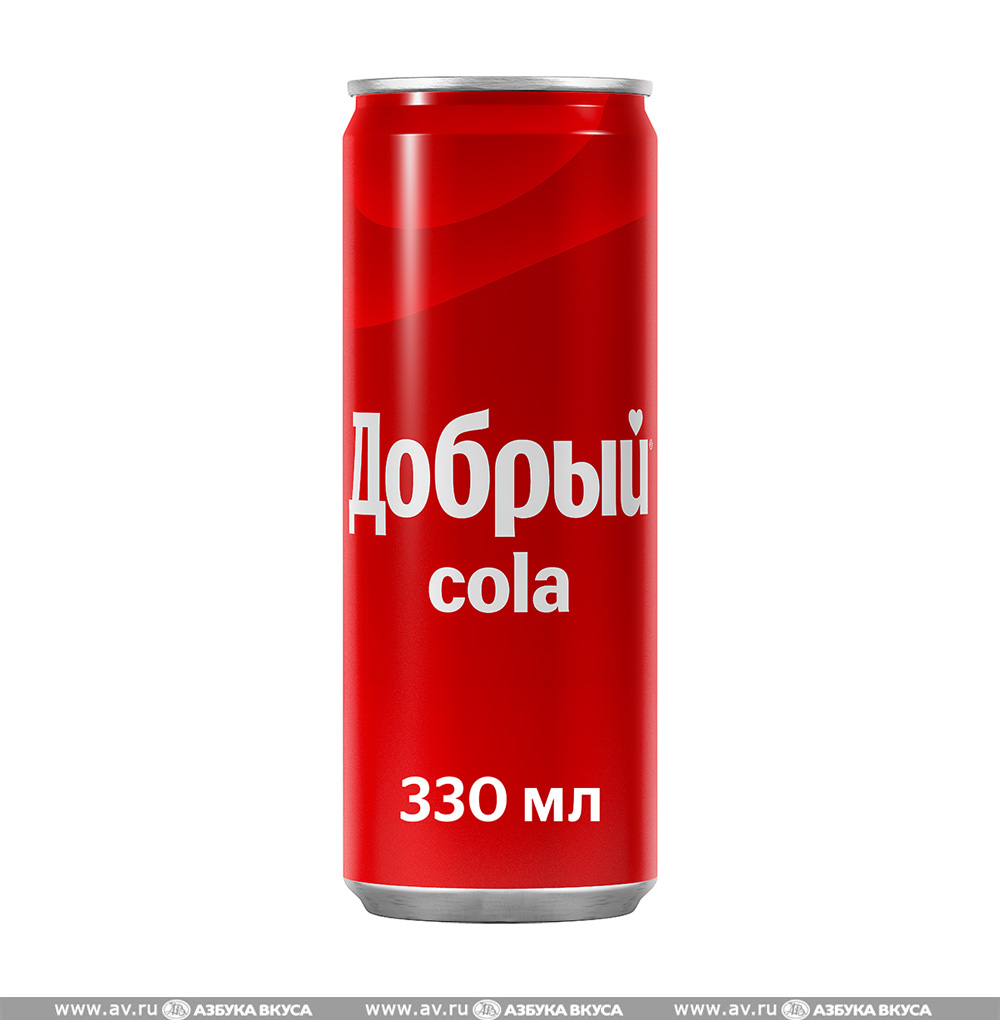 Изображение товара Напиток газированный Cola, «Добрый», 0.33 л, Россия