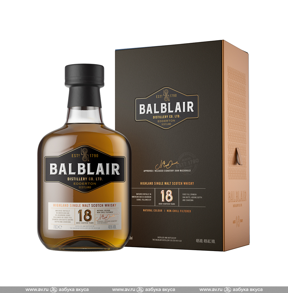 Изображение товара Виски шотландский Balblair Highland Single Malt 18 YO 46%, 0.7 L, п/у Изображение товара Виски шотландский Balblair Highland Single Malt 18 YO 46%, 0.7 L, п/у